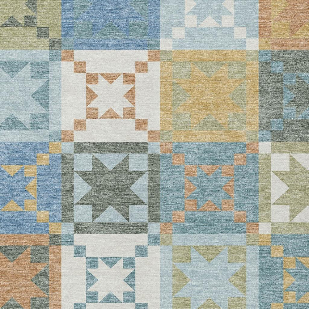 HomeRoots Washable Patchwork Polyester Area Rug for Indoor Outdoor Patios Kitchens and Living Spaces 5' x 8' 729666