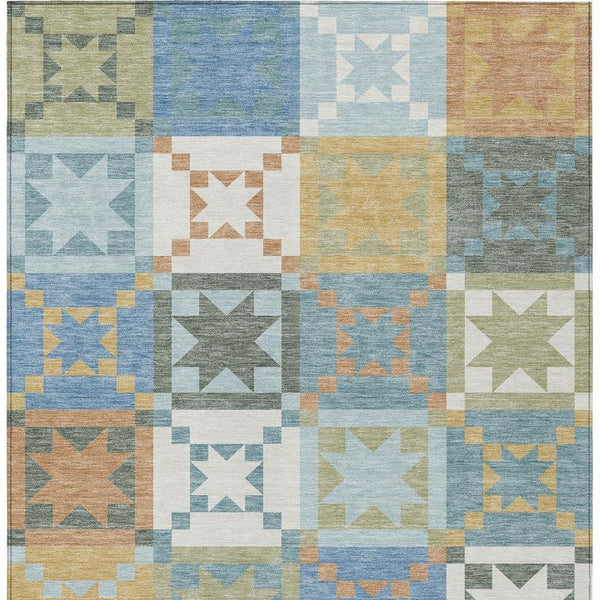 Washable Patchwork Polyester Area Rug for Indoor Outdoor Patios Kitchens and Living Spaces