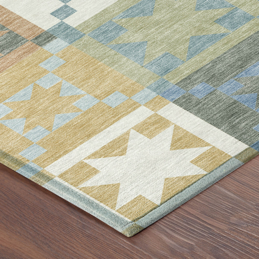 8 Foot Round Patchwork Polyester Area Rug Washable for Indoor Outdoor Use