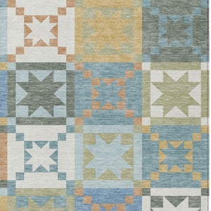 Washable Patchwork Polyester Area Rug for Indoor Outdoor Patios Kitchens and Living Spaces