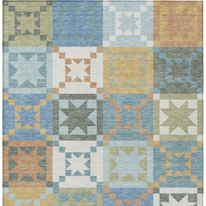 Washable Patchwork Polyester Area Rug for Indoor Outdoor Patios Kitchens and Living Spaces