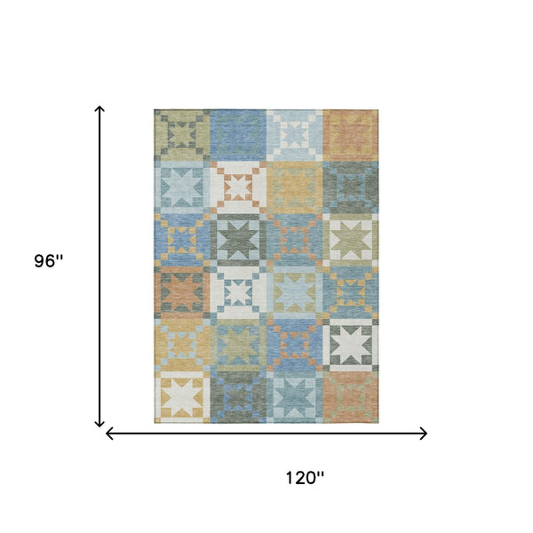 Washable Patchwork Polyester Area Rug for Indoor Outdoor Patios Kitchens and Living Spaces