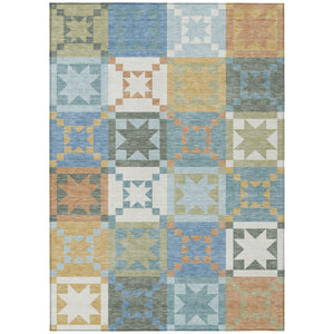 Washable Patchwork Polyester Area Rug for Indoor Outdoor Patios Kitchens and Living Spaces