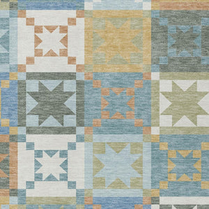 Washable Patchwork Polyester Area Rug for Indoor Outdoor Patios Kitchens and Living Spaces