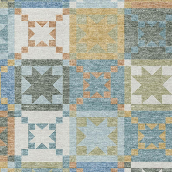 Washable Patchwork Polyester Area Rug for Indoor Outdoor Patios Kitchens and Living Spaces