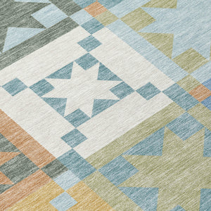 Washable Patchwork Polyester Area Rug for Indoor Outdoor Patios Kitchens and Living Spaces