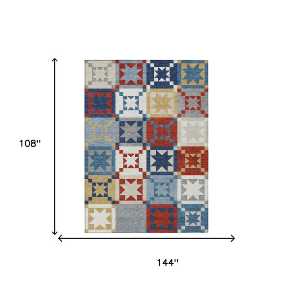Patchwork Polyester Area Rug Washable Low Pile for Indoor Outdoor Patio and Living Room