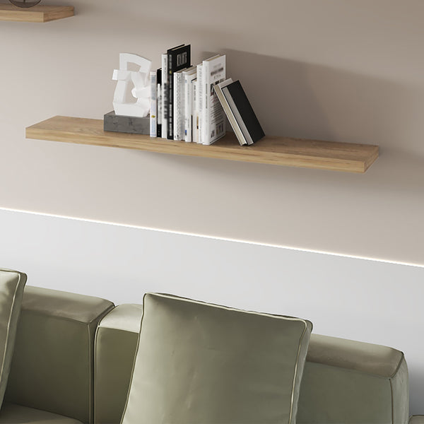 English Elm Macadamia Floating Shelf with Concealed Brackets, 47.3" Wide Melamine Shelf for Minimalist Décor and Durable Display B062P380037