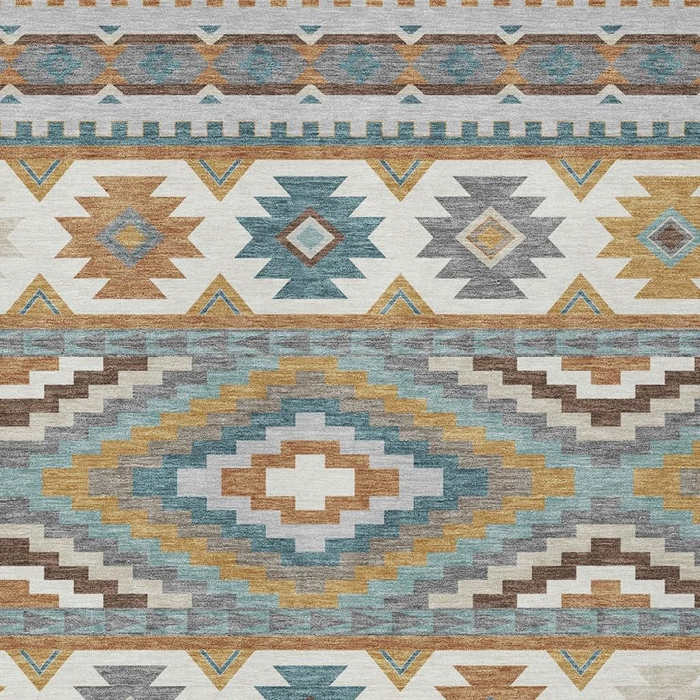 HomeRoots 5 Ft X 8 Ft Southwestern Polyester Area Rug Washable Indoor Outdoor Patio Decor 729714