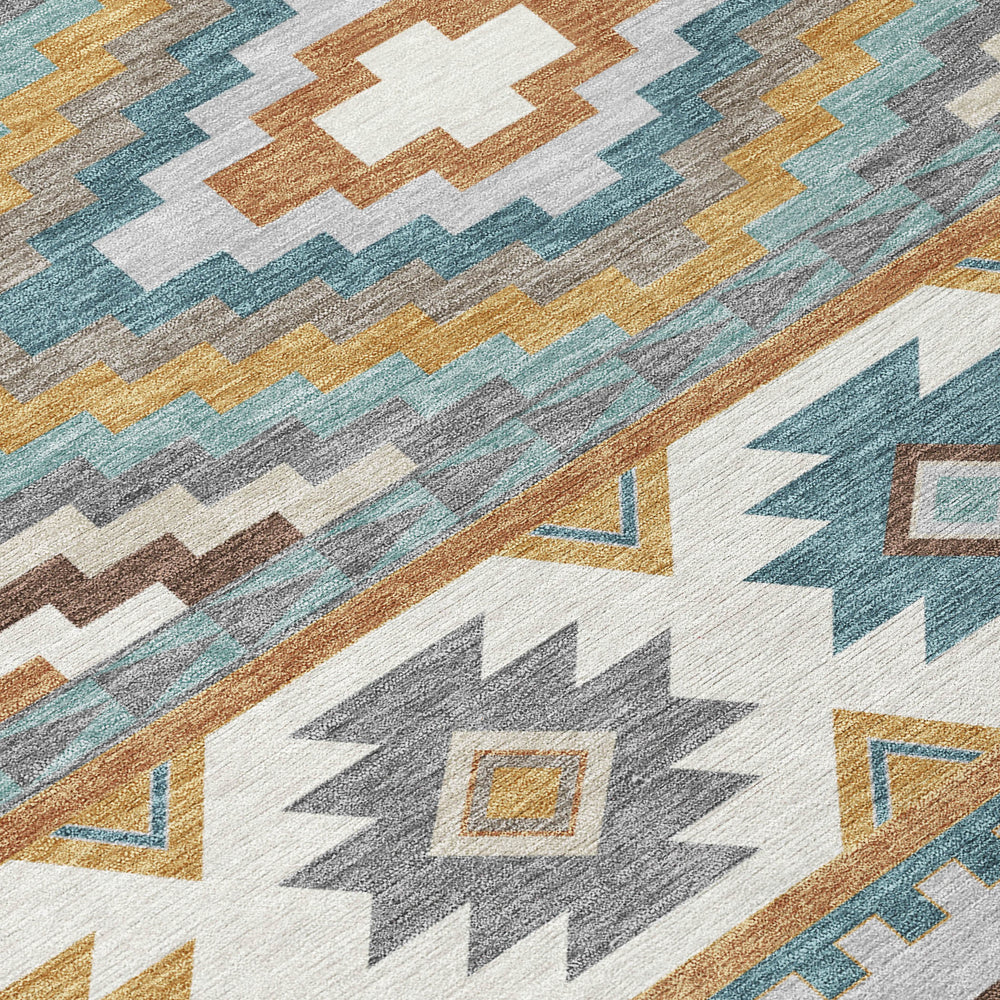 9 X 12 Southwestern Polyester Area Rug Machine Washable Indoor Outdoor Stain Resistant
