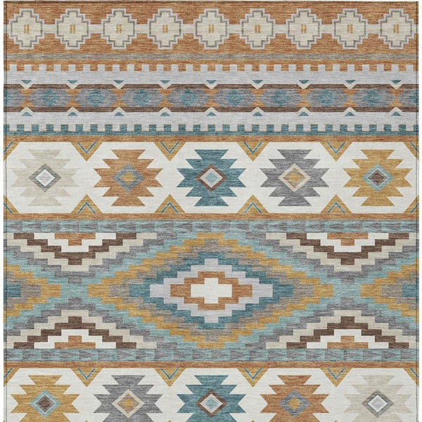 10 X 14 Southwestern Washable Polyester Area Rug for Indoor Outdoor Living