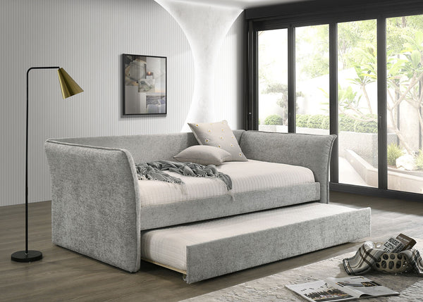English Elm Transitional Twin Daybed with Diamond Tufted Back and Wood Trim, Versatile Seating & Sleeping Solution Gray 45 L x 39 W x 12 H B2741S00666
