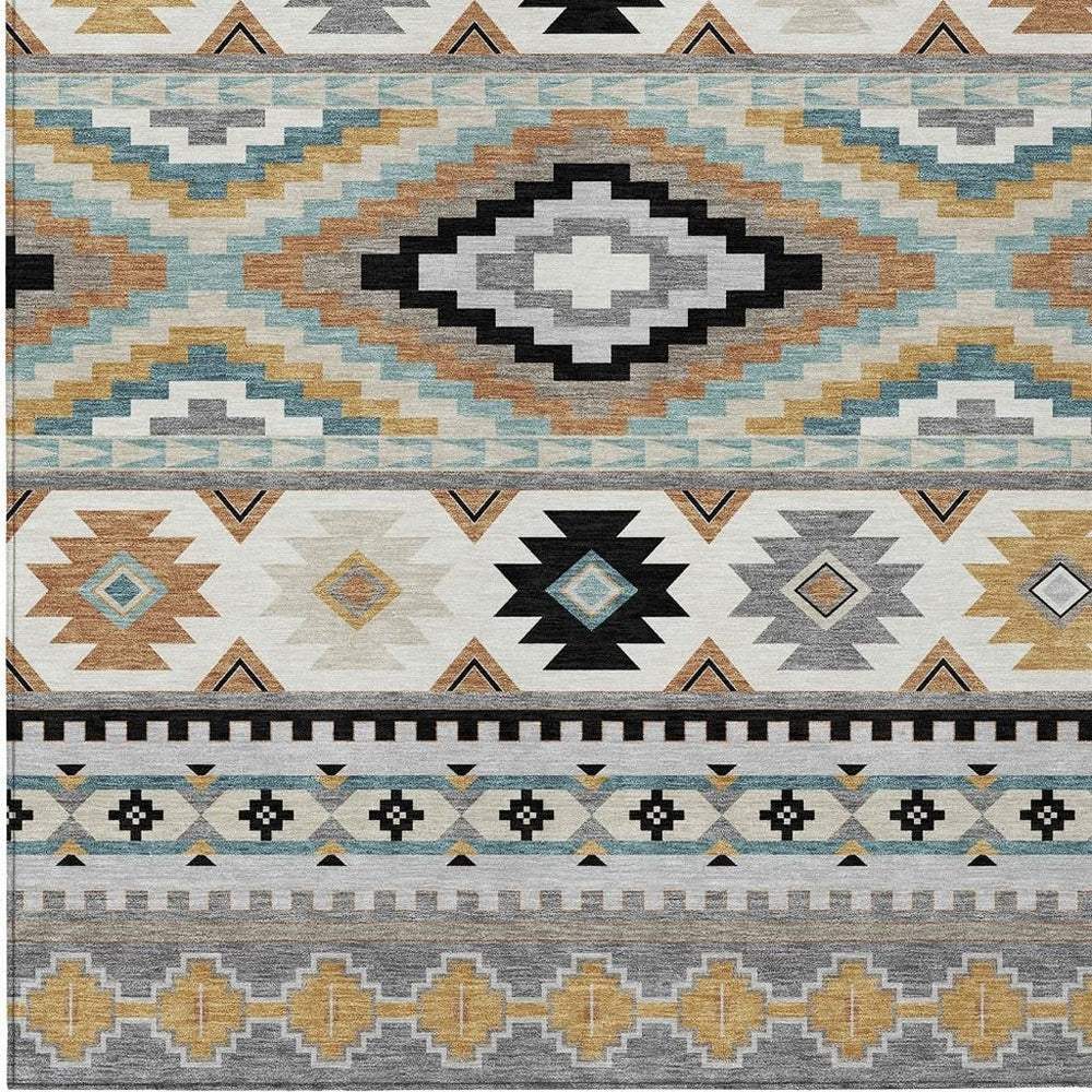 5 X 8 Southwestern Geometric Polyester Area Rug Machine Washable Indoor Outdoor