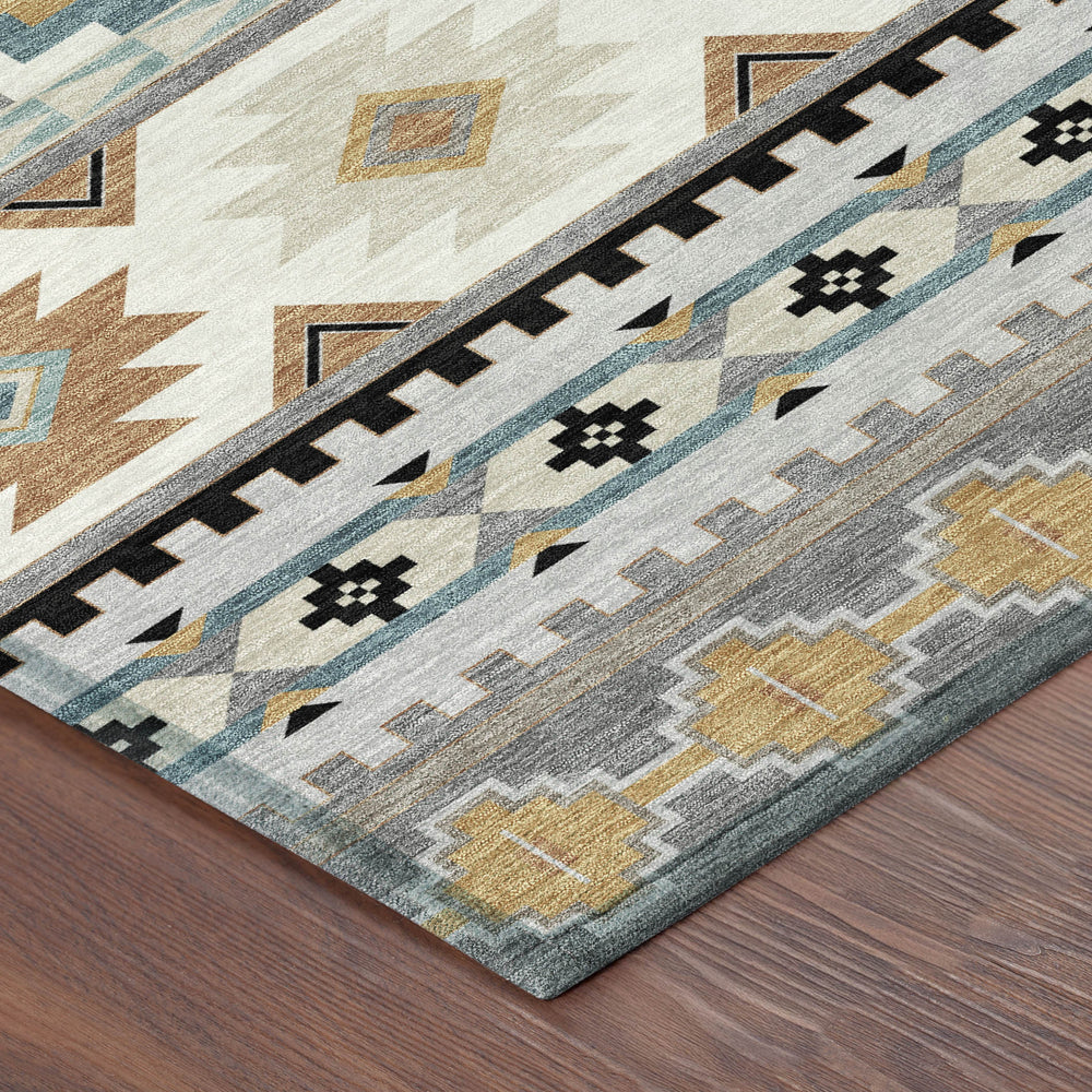 9 X 12 Southwestern Geometric Polyester Area Rug Machine Washable Indoor Outdoor