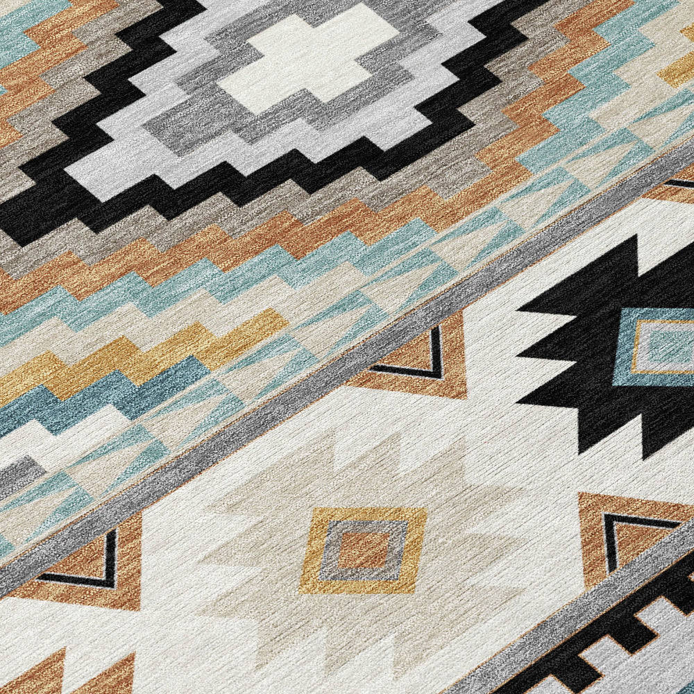 9 X 12 Southwestern Geometric Polyester Area Rug Machine Washable Indoor Outdoor