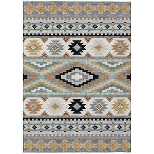 10 X 14 Southwestern Geometric Polyester Area Rug Indoor Outdoor Washable Low Pile