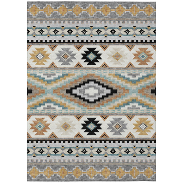10 X 14 Southwestern Geometric Polyester Area Rug Indoor Outdoor Washable Low Pile