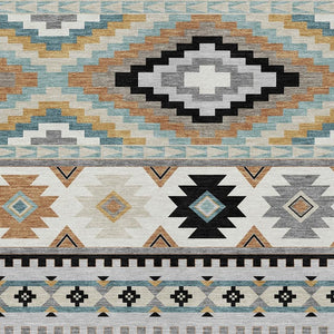 HomeRoots 10 X 14 Southwestern Geometric Polyester Area Rug Indoor Outdoor Washable Low Pile 729730