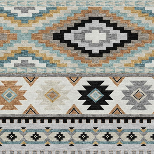 HomeRoots 10 X 14 Southwestern Geometric Polyester Area Rug Indoor Outdoor Washable Low Pile 729730