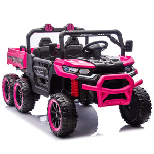 English Elm 24v Two Seat Kids Electric Dump Truck Six Wheel 4wd Utv with Parental Remote Pink W1578P268990