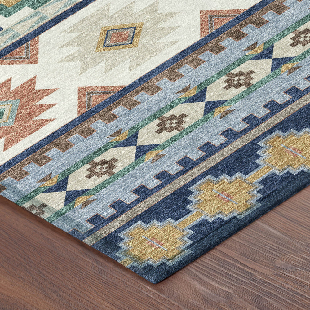 8 Ft X 10 Ft Southwestern Geometric Polyester Indoor Outdoor Rug Machine Washable