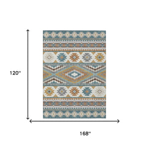 10 X 14 Southwestern Polyester Area Rug Washable Stain Resistant Indoor Outdoor Use