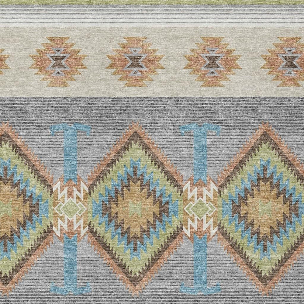 HomeRoots Southwestern Geometric Washable Polyester Indoor Outdoor Area Rug with Earthy Tones Felt Back 10' x 14' 729826