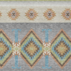 HomeRoots Southwestern Geometric Washable Polyester Indoor Outdoor Area Rug with Earthy Tones Felt Back 10' x 14' 729826