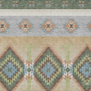 Southwestern Geometric Washable Polyester Indoor Outdoor Area Rug for Patio and Entryway