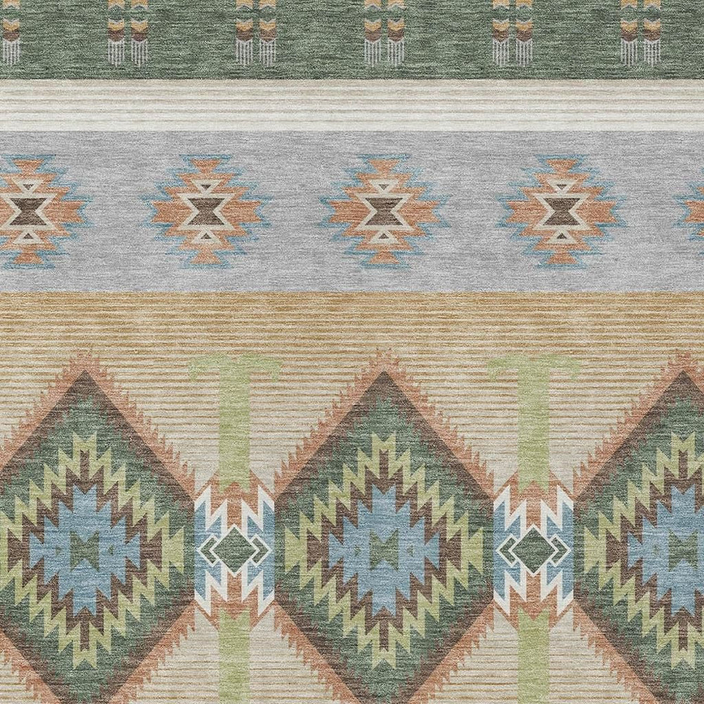 HomeRoots Southwestern Geometric Washable Polyester Indoor Outdoor Area Rug for Patio and Entryway 8' x 10' 729836
