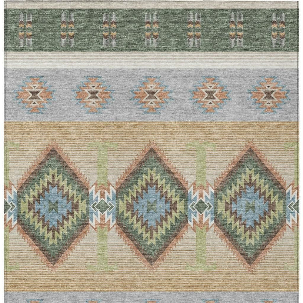 HomeRoots Southwestern Geometric Washable Polyester Indoor Outdoor Area Rug for Patio and Entryway 8' x 10' 729836