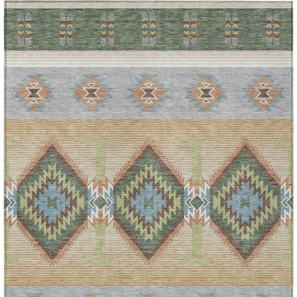 Southwestern Geometric Washable Polyester Indoor Outdoor Area Rug for Patio and Entryway