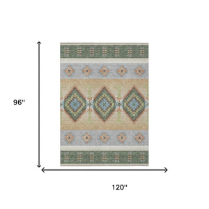 Southwestern Geometric Washable Polyester Indoor Outdoor Area Rug for Patio and Entryway