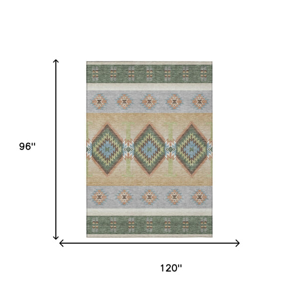 Southwestern Geometric Washable Polyester Indoor Outdoor Area Rug for Patio and Entryway