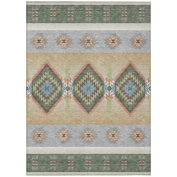 Southwestern Geometric Washable Polyester Indoor Outdoor Area Rug for Patio and Entryway