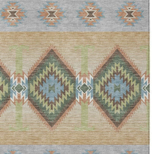 Southwestern Geometric Washable Polyester Indoor Outdoor Area Rug for Patio and Entryway