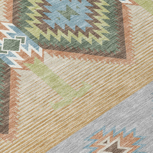 Southwestern Geometric Washable Polyester Indoor Outdoor Area Rug for Patio and Entryway