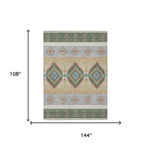 Southwestern Geometric Washable Polyester Indoor Outdoor Area Rug for Patio and Entryway