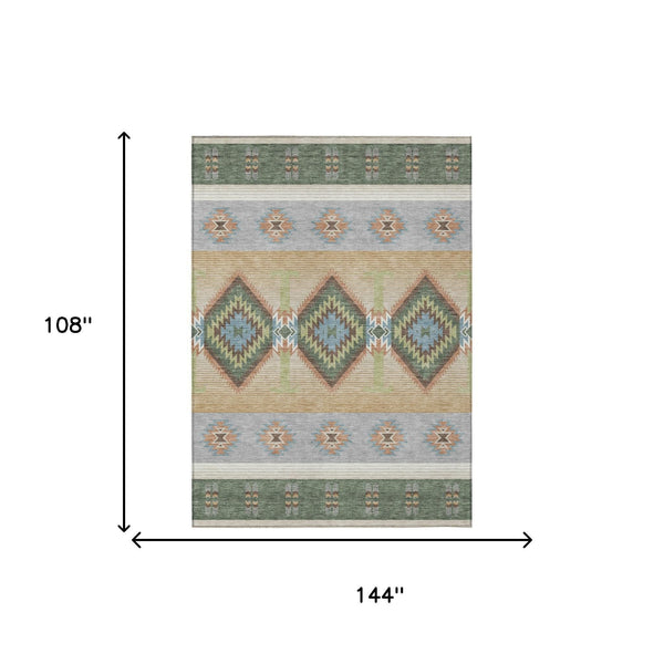 Southwestern Geometric Washable Polyester Indoor Outdoor Area Rug for Patio and Entryway