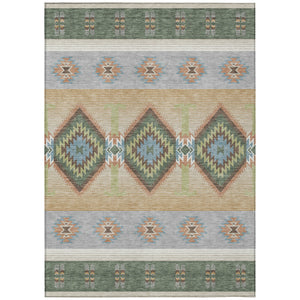 Southwestern Geometric Washable Polyester Indoor Outdoor Area Rug for Patio and Entryway