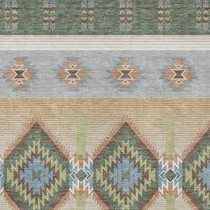 Southwestern Geometric Washable Polyester Indoor Outdoor Area Rug for Patio and Entryway