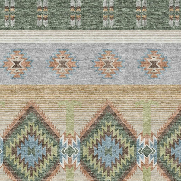 Southwestern Geometric Washable Polyester Indoor Outdoor Area Rug for Patio and Entryway