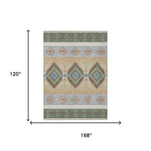 Southwestern Geometric Washable Polyester Indoor Outdoor Area Rug for Patio and Entryway
