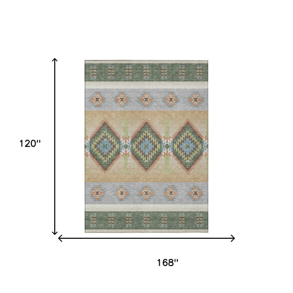 Southwestern Geometric Washable Polyester Indoor Outdoor Area Rug for Patio and Entryway