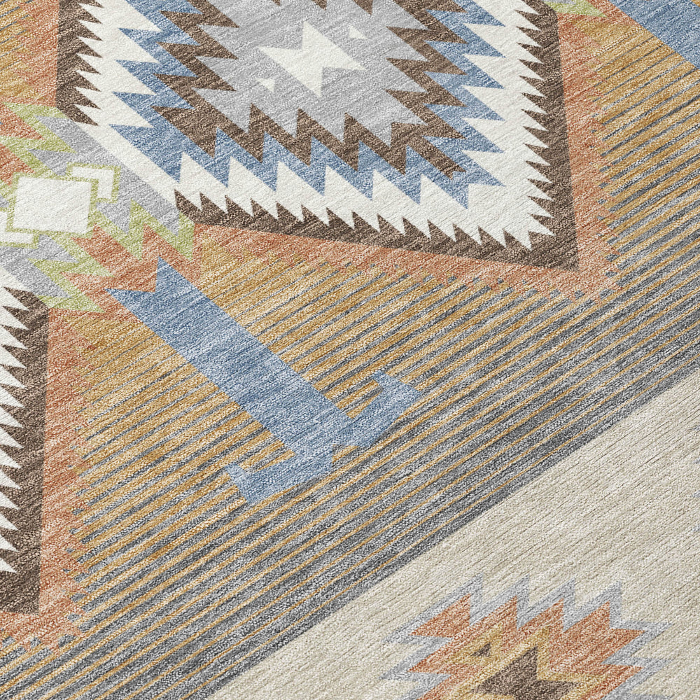 5x8 Washable Southwestern Geometric Polyester Indoor Outdoor Rug for Patio or Living Room