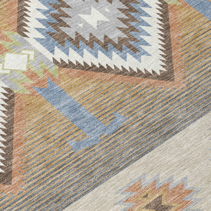 5x8 Washable Southwestern Geometric Polyester Indoor Outdoor Rug for Patio or Living Room