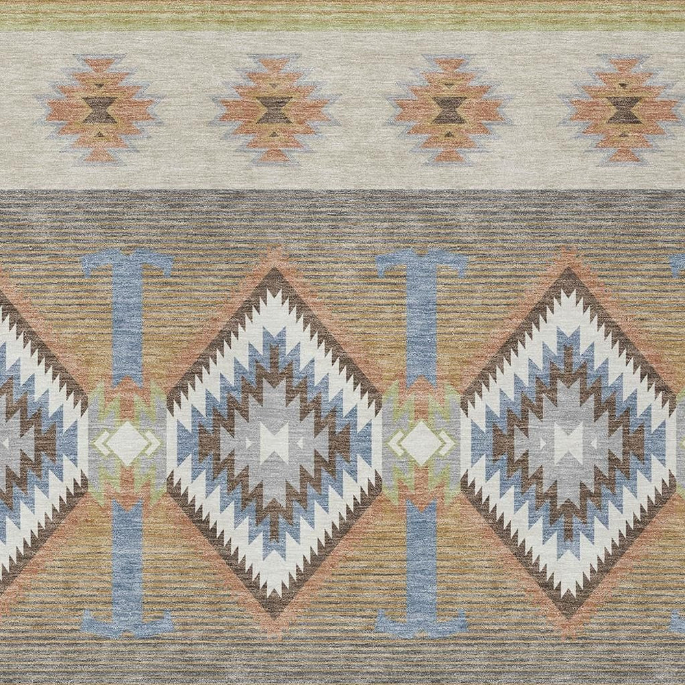 HomeRoots 9x12 Washable Polyester Southwestern Geometric Rug for Indoor Outdoor Living 729861
