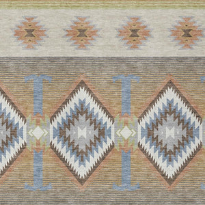 HomeRoots 9x12 Washable Polyester Southwestern Geometric Rug for Indoor Outdoor Living 729861