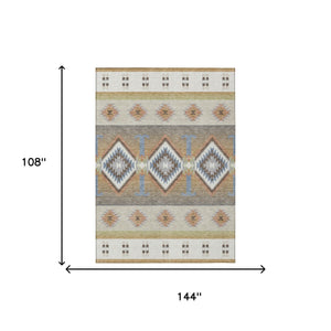 9x12 Washable Polyester Southwestern Geometric Rug for Indoor Outdoor Living