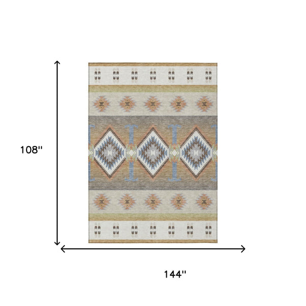 9x12 Washable Polyester Southwestern Geometric Rug for Indoor Outdoor Living